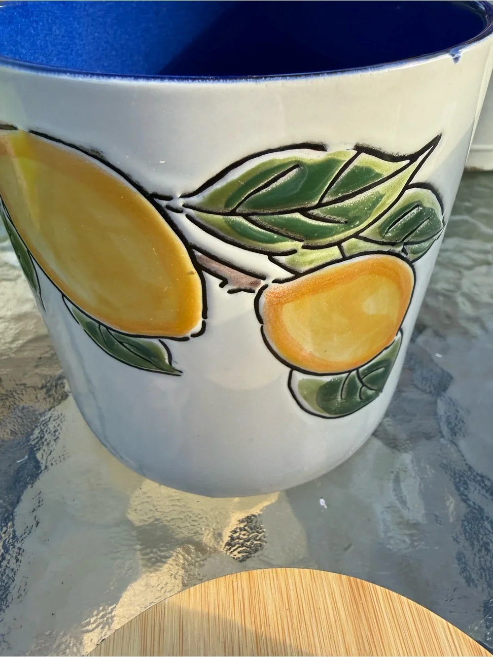 Lemon Canister with Bamboo Lid | Citrus Kitchen Storage Jar